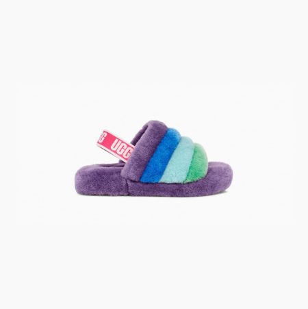 UGG Rainbow Fluff Yeah - Tøfler Barn - Lilla Multicolor (NO-S376)